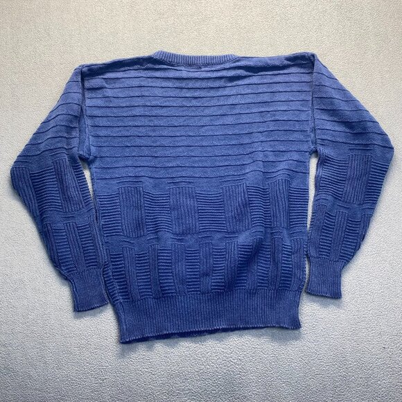 Vintage Fox Collection Geometric Knit Blue Sweater Women's Size L Made in USA - Picture 2 of 9